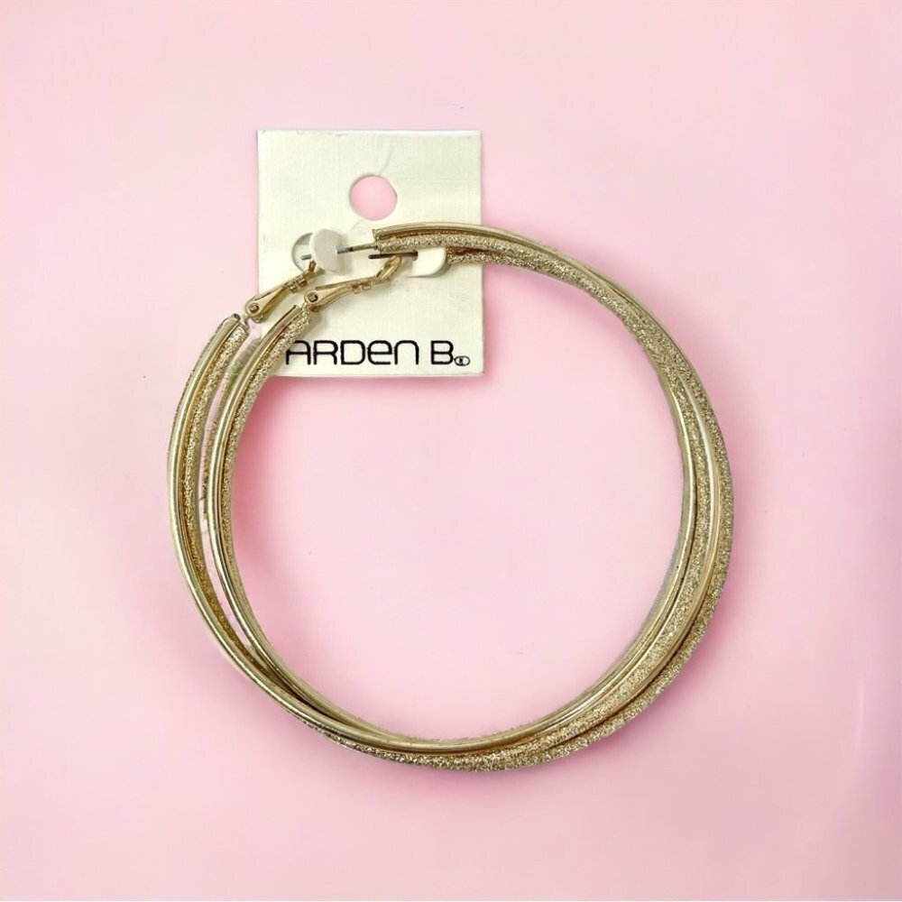 New Arden B. Large Gold Tone Double Hoop Earrings